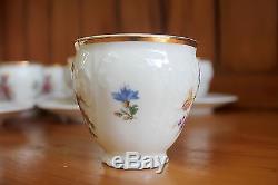 Vintage Bernadotte Floral Bohemian China Coffee Cup Set Of 10, République Tchèque