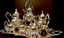 Vintage Birmingham Silver Co. Monumental 7 Pièces Silver Plate Tea And Coffee Set