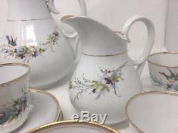 Vintage Café Set En Porcelaine Fine Et Peinte À La Main D'oiseaux Nest Motif Allemand 29 Pièces