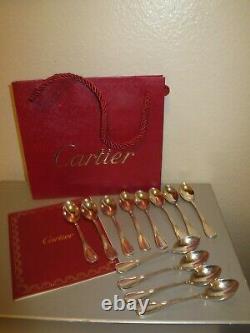 Vintage Cartier Set Of 12 Silverplate Coffee / Cuillères Demitasse