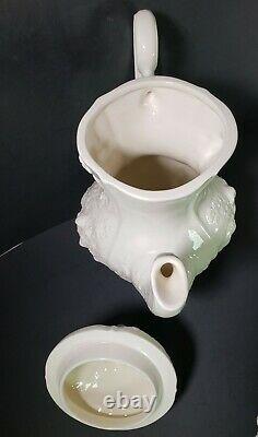Vintage Céramique Blanc Cafe Pot Creamer Sugar Bowl Set Signé 1976 Art Potterie
