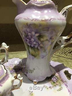 Vintage Chine 6 Pièces Coffeeteachocolate Set Fleurs De Lavandegold Trimmed