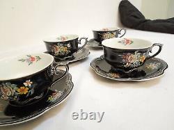 Vintage Coffee/teacup & Saucer Set De 4 Peint À La Main Et Signé Made In Germany