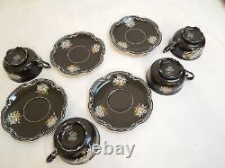Vintage Coffee/teacup & Saucer Set De 4 Peint À La Main Et Signé Made In Germany