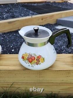 Vintage Corning Ware Coffee Tea Pot 6 Tasses + Couvercle années 1960 Ensemble de Quatre Théières Menthe