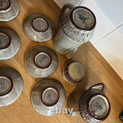 Vintage Creigiau Studio Potterie Pays De Galles Cafetière/tea Pot Jug Sugar Cup Saucer Set