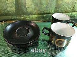 Vintage Denby 70' Arabesque Pamberton Coffee/ Tea Set De 6 Tasses Et Soucoupes 12 P