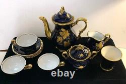 Vintage Echt Cobalt & Gold Waldershof Bavaria Handarbeit Demitassee Cafe Set