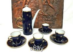Vintage Fine Chine Lichte Echt Kobalt Allemagne Cobalt Blue Gold Cafe Set