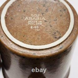 Vintage Finlande Arabia Ruska Cups & Saucers Ensemble De 5 Chocolate Brown Stoneware