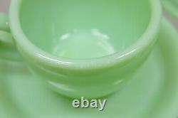 Vintage Fire King Jadeite Green Oven Ware Coffee Cup And Saucer Set De 4