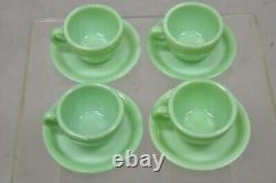 Vintage Fire King Jadeite Green Oven Ware Coffee Cup And Saucer Set De 4