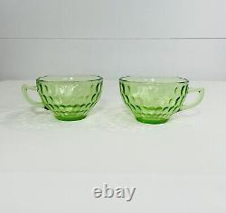 Vintage Fire King Vaseline Verre Glowing Set De 2 Tasses De Thé Café