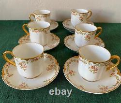 Vintage France Haviland Limoges Schleiger 523 Demitasse Cups & Saucers Set 6