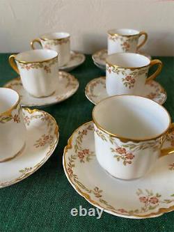 Vintage France Haviland Limoges Schleiger 523 Demitasse Cups & Saucers Set 6