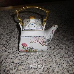Vintage Franklin Mint Fine Porcelaine À Thé Et À Café Avec Le Sucre Et Creamer