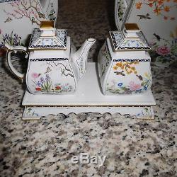 Vintage Franklin Mint Fine Porcelaine À Thé Et À Café Avec Le Sucre Et Creamer
