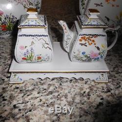 Vintage Franklin Mint Fine Porcelaine À Thé Et À Café Avec Le Sucre Et Creamer