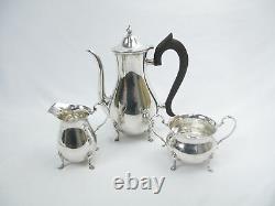 Vintage Georgian Style Sterling Silver Coffee Pot Creamer Sugar Service Ensemble De 3