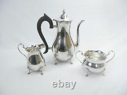 Vintage Georgian Style Sterling Silver Coffee Pot Creamer Sugar Service Ensemble De 3