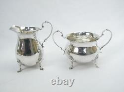 Vintage Georgian Style Sterling Silver Coffee Pot Creamer Sugar Service Ensemble De 3