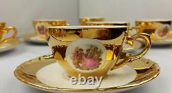 Vintage German Bavaria Gold Plated Fragonard Porcelaine Café/tea Set, 1960's