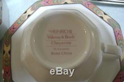 Vintage Heinrich Villeroy & Boch'cheyenne Ensemble De Café Complet De 21 Pc En Boîte
