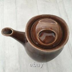 Vintage Holkham Pottery Coffee Set Owl Eyes Brown 6 Tasses 1 Jugs Sugar Pot Tea