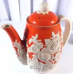 Vintage Japon Moriyama Mori-machi Orange Et Fleur Ensemble De Café 1 Tasse Manquante