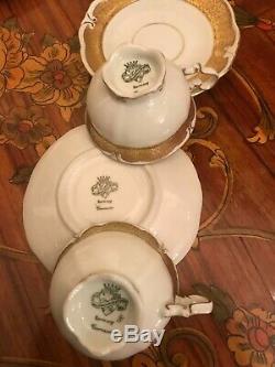 Vintage Jlmenau Graf Von Henneberg 6 Tasses 1 Pot À Lait En Porcelaine Jug Set Café