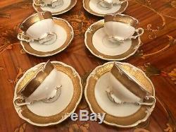 Vintage Jlmenau Graf Von Henneberg 6 Tasses 1 Pot À Lait En Porcelaine Jug Set Café