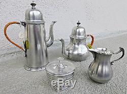 Vintage John Somers Brésil Étain Petit Café Coloniale Pot Wcream / Sucre Set Mint