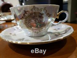Vintage Kahla Porcelaine Fine China Gold Rim Madonna Ddr Café / Déjeuner Set Allemagne