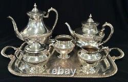 Vintage Lehman Brothers Ny C. 1930 Argent Sur Cuivre 7 Piece Tea Coffee Set Withtray