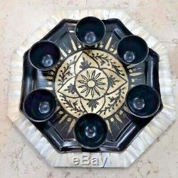 Vintage Main Palestinienne Gravé Laiton Nacre Café Set Bethlehem