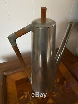 Vintage Mid-century Royal Moderne Hollande Étain Ensemble Café, Étain / Teck Encart