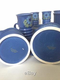 Vintage Mod Carlton Ware Blue Coffee / Tea Ensemble De 13 Pièces C. 1960's Rare & Beautiful