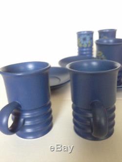Vintage Mod Carlton Ware Blue Coffee / Tea Ensemble De 13 Pièces C. 1960's Rare & Beautiful
