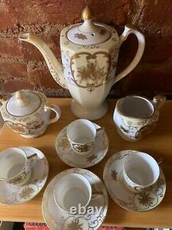 Vintage Noritake Nippon Coffee Tea Pot Cup Soucoupe Sugar Creamer Hinode 13pc Ensemble