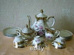 Vintage Porcelaine À La Main Meissen Rose Coffee Tea Home 9 Set Made In Germany