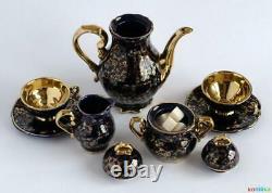 Vintage Porcelaine Set Coffee Pot Creamer Bowl Saucer Cup Gilding Echt Kobal 1968