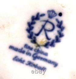 Vintage REICHENBACH 6 x Demi-Tasse, Boîtes à Café & Soucoupes, Bleu Cobalt & Doré