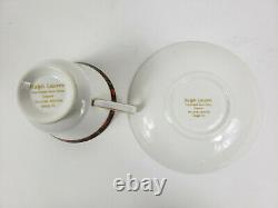 Vintage Ralph Lauren Mclean Coffee/tea Cups & Saucers Ensemble De 4 Monnaie Rare
