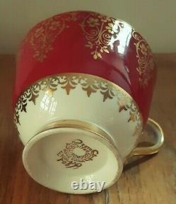 Vintage Red&gold Collingwood Bone China Coffee Set Est 1796 Marble Arch Londres