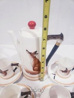 Vintage Royal Doulton Reynard The Fox Demitasse Coffee Set Porcelaine