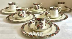 Vintage Royal Worcester 'Old Worcester Parrot' 6 x Trios de Tasses à Café et Soucoupes