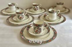Vintage Royal Worcester 'Old Worcester Parrot' 6 x Trios de Tasses à Café et Soucoupes
