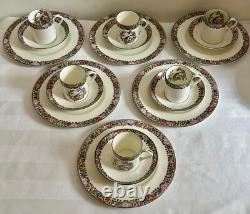 Vintage Royal Worcester 'Old Worcester Parrot' 6 x Trios de Tasses à Café et Soucoupes