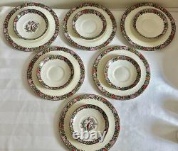 Vintage Royal Worcester 'Old Worcester Parrot' 6 x Trios de Tasses à Café et Soucoupes