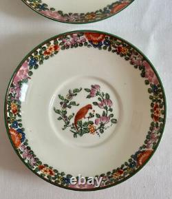 Vintage Royal Worcester 'Old Worcester Parrot' 6 x Trios de Tasses à Café et Soucoupes